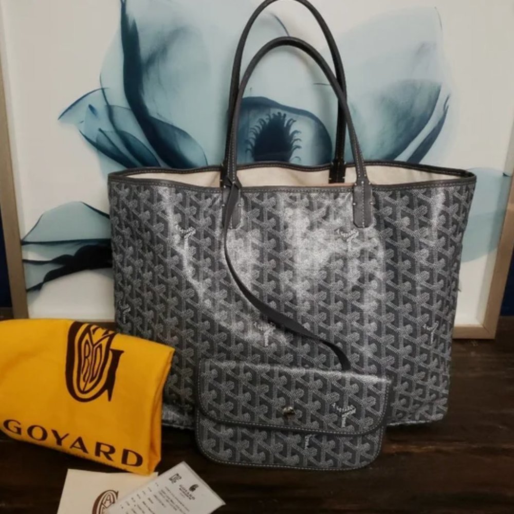 Goyard Grey Goyardine Canvas and Chevroches Calfskin Saint Louis PM Tote